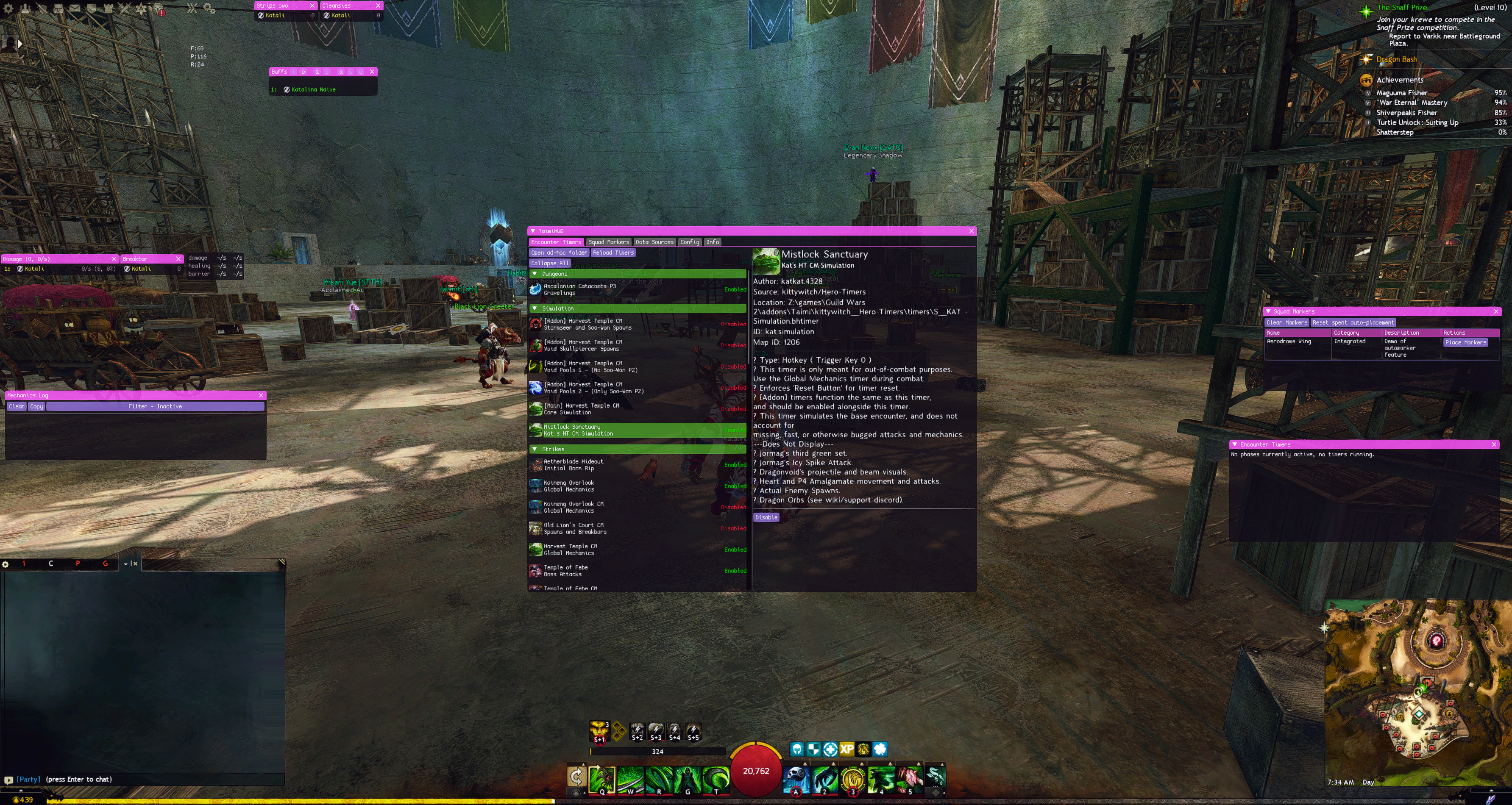 TaimiHUD, showing the timers UI.
